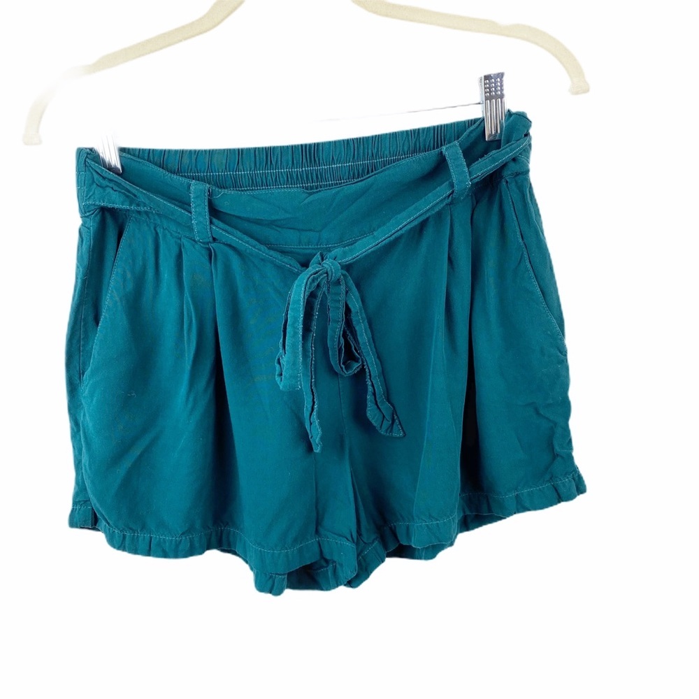 Splendid Blue Green Paperbag Shorts Tie Small